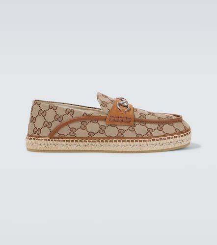 Horsebit GG Canvas jute-trimmed loafers - Gucci - Modalova