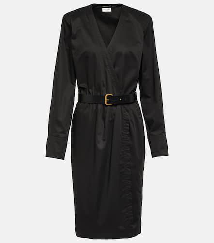 Vestido corto de sarga de algodón y lino - Saint Laurent - Modalova
