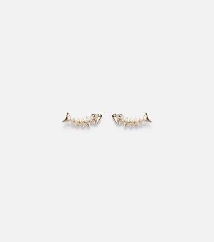 Fishbone 14kt earrings with diamonds - Sydney Evan - Modalova