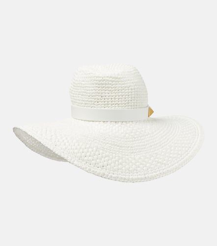 Roman Stud leather-trimmed sun hat - Valentino - Modalova