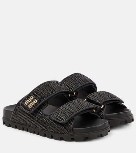 Miu Miu Logo raffia-effect sandals - Miu Miu - Modalova