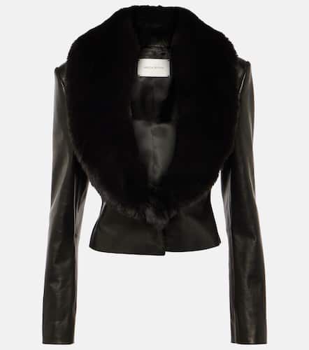 Faux fur-trimmed leather jacket - Magda Butrym - Modalova