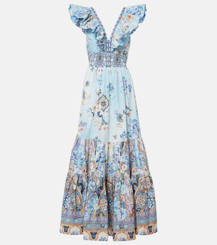 Shirred floral cotton maxi dress - Camilla - Modalova