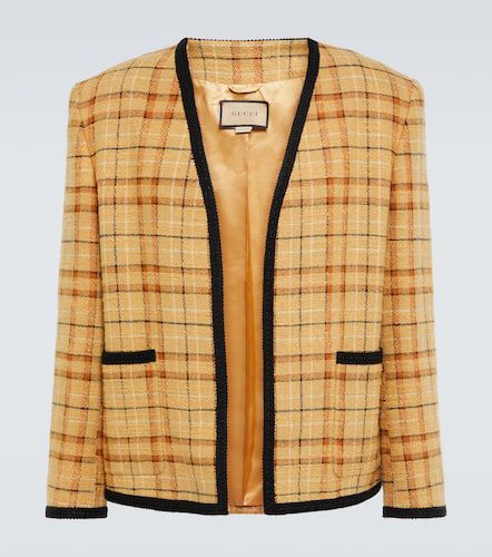 Linen and cotton checked jacket - Gucci - Modalova