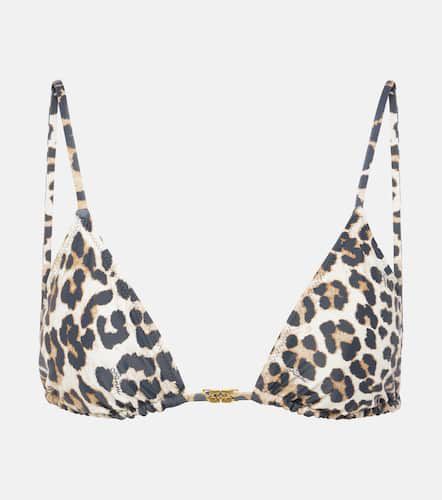 Leopard-print triangle bikini top - Ganni - Modalova