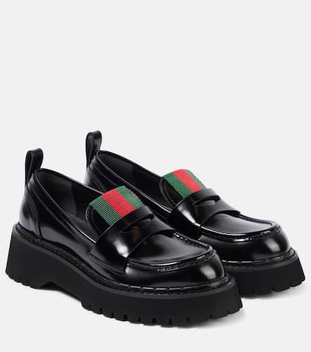 Mocasines de piel con Web Stripe - Gucci - Modalova