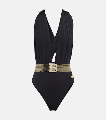 Balmain Embellished draped swimsuit - Balmain - Modalova