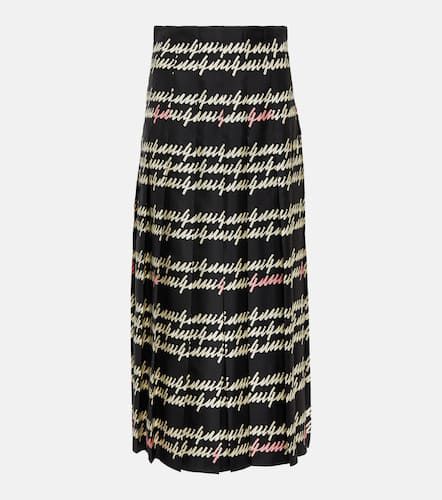 Printed pleated silk midi skirt - Gucci - Modalova