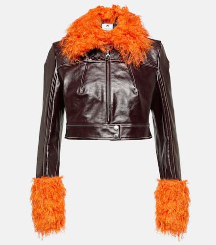 Faux fur-trimmed leather jacket - Marine Serre - Modalova