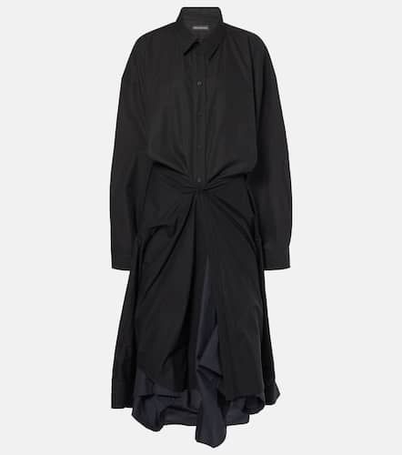 Gathered tie-front cotton shirt dress - Balenciaga - Modalova