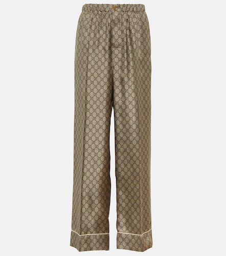 GG Supreme wide-leg silk pants - Gucci - Modalova