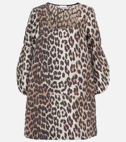Jacquard leopard-print minidress - Ganni - Modalova