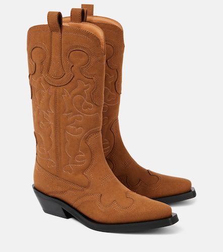 Embroidered faux leather cowboy boots - Ganni - Modalova