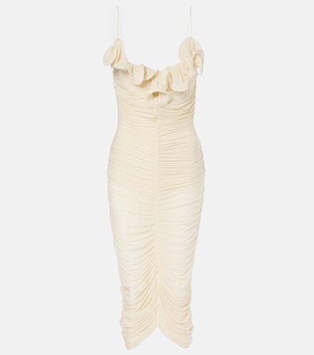 Semi-sheer ruched jersey midi dress - Magda Butrym - Modalova