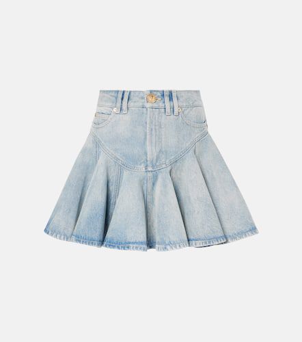 Balmain Pleated denim miniskirt - Balmain - Modalova