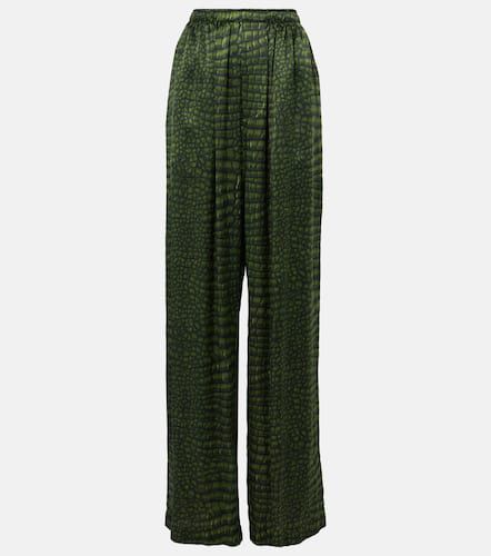 Printed silk satin wide-leg pants - Balenciaga - Modalova