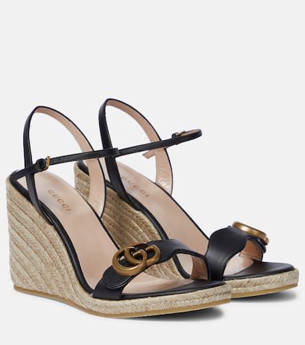 Leather wedge espadrille sandals - Gucci - Modalova
