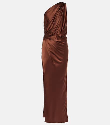 One-shoulder cutout silk midi dress in purple - The Sei
