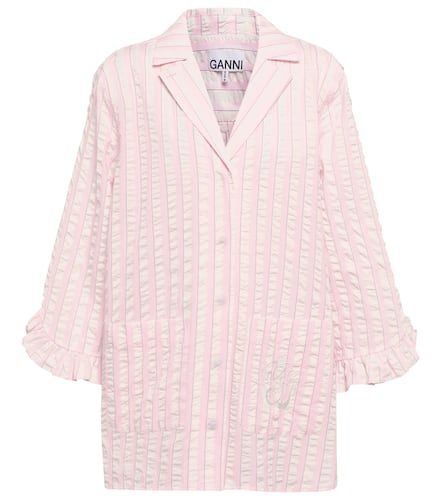 Striped cotton seersucker shirt - Ganni - Modalova