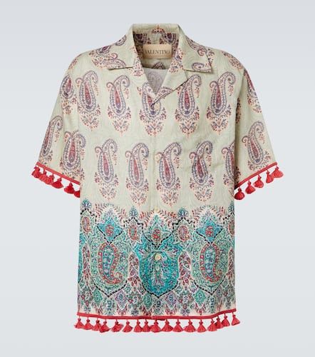 Camicia bowling in lino paisley - Valentino - Modalova