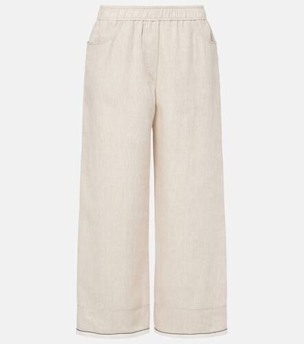 Linen cropped wide-leg pants - Brunello Cucinelli - Modalova