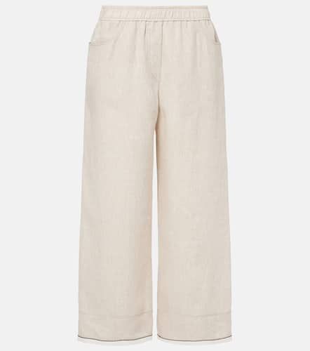 Pantalones anchos cropped de lino - Brunello Cucinelli - Modalova