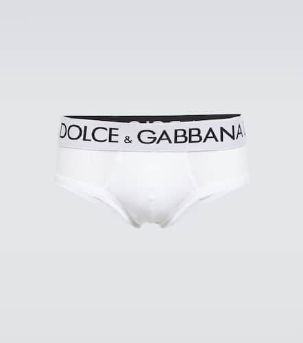 Logo cotton-blend briefs - Dolce&Gabbana - Modalova