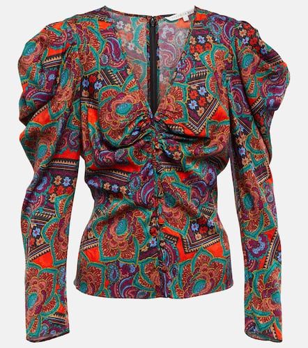 Top raccourci imprimé en soie mélangée - Veronica Beard - Modalova