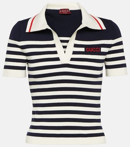 Logo striped cotton-blend polo shirt - Gucci - Modalova