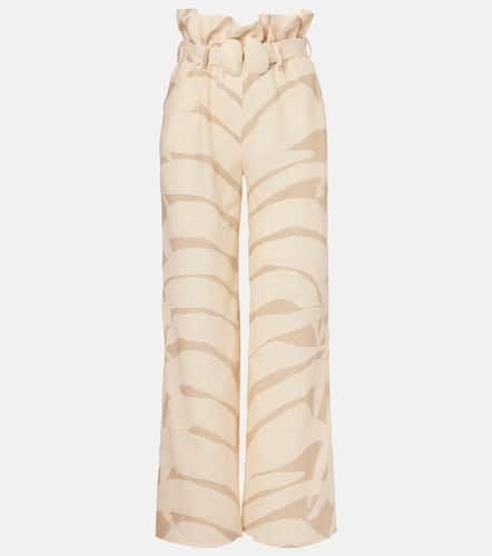 Printed high-rise linen wide-leg pants - Johanna Ortiz - Modalova