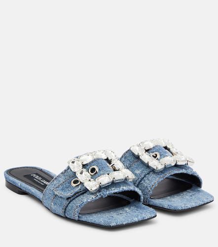 Crystal-embellished denim sandals - Dolce&Gabbana - Modalova