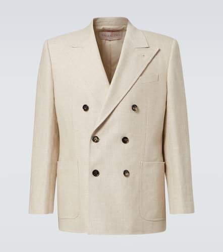 Double-breasted linen-blend blazer - Valentino - Modalova