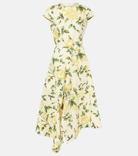 Floral cotton-blend poplin midi dress - Oscar de la Renta - Modalova