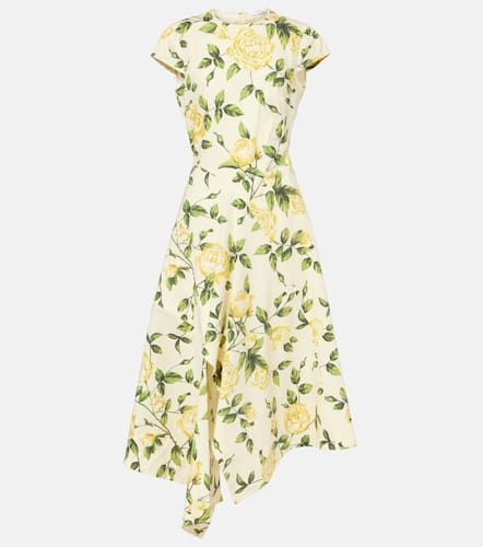 Robe midi en coton mélangé à fleurs - Oscar de la Renta - Modalova
