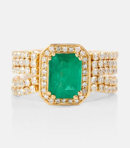 Anillo 5 Thread Illusion de oro de 18 ct con diamantes y esmeralda - Shay Jewelry - Modalova