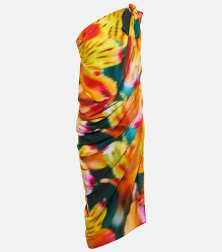 One-shoulder draped floral midi dress - Dries Van Noten - Modalova