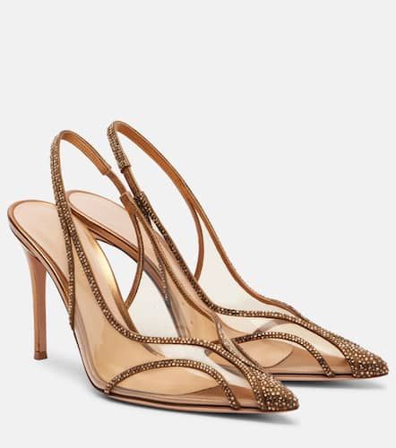 Diana 95 leather-trimmed PU slingback pumps - Gianvito Rossi - Modalova