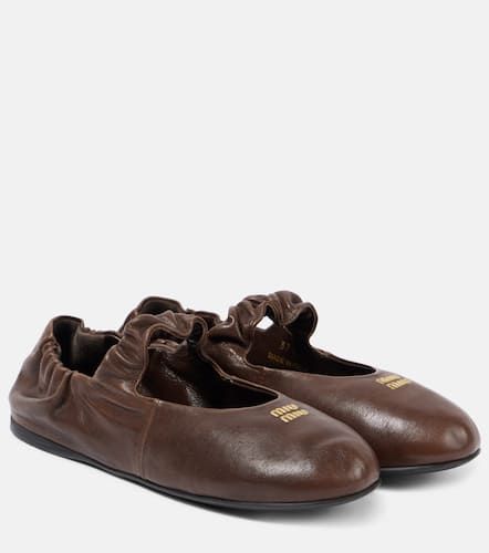 Miu Miu Logo leather ballet flats - Miu Miu - Modalova