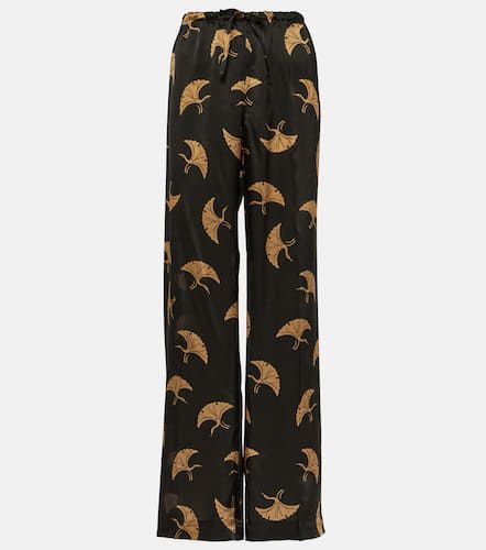 Printed silk satin wide-leg pants - Dries Van Noten - Modalova