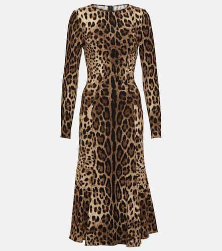 Leopard-print jersey midi dress - Dolce&Gabbana - Modalova