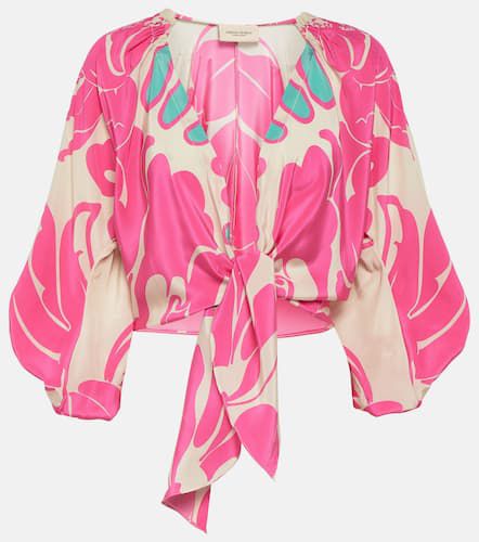Printed puff-sleeve silk blouse - Adriana Degreas - Modalova