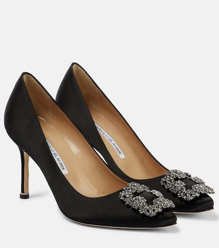 Verzierte Pumps Hangisi 90 aus Satin - Manolo Blahnik - Modalova