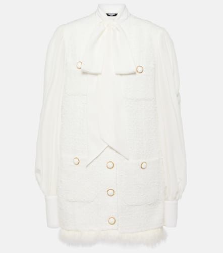 Bow-detail cotton-blend tweed minidress - Balmain - Modalova