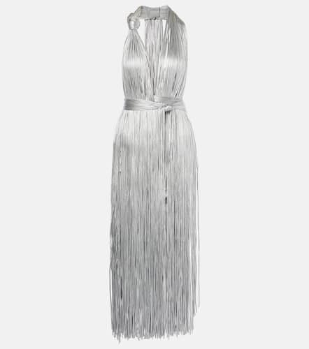 Fringed metallic-effect jersey gown - Area - Modalova