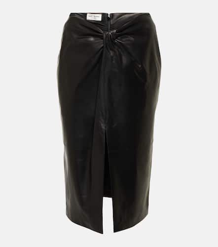 Gathered leather pencil skirt - Saint Laurent - Modalova