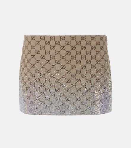 GG Canvas embellished cotton-blend miniskirt - Gucci - Modalova