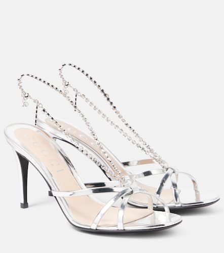 Sandalen Heloise aus Metallic-Leder mit Kristallen - Gucci - Modalova