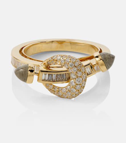 Anillo Chakra de oro de 18 ct con diamantes y cuarzos - Ananya - Modalova
