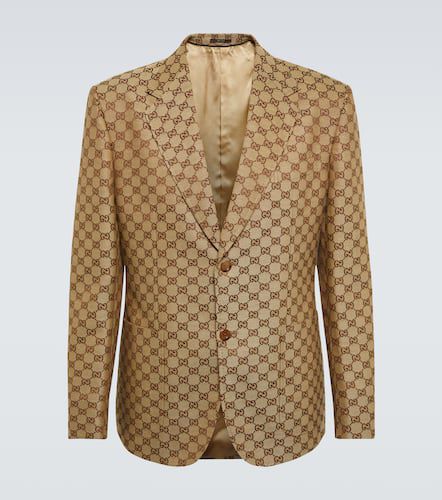 Gucci Blazer in misto lino GG - Gucci - Modalova