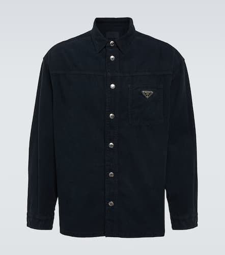 Camicia in velluto a coste con logo - Prada - Modalova